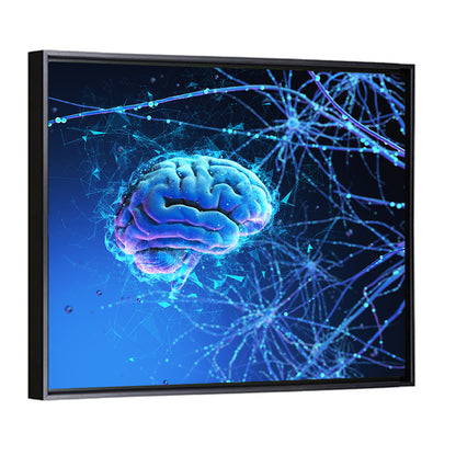 Blue 3d Neural Brain Wall Art
