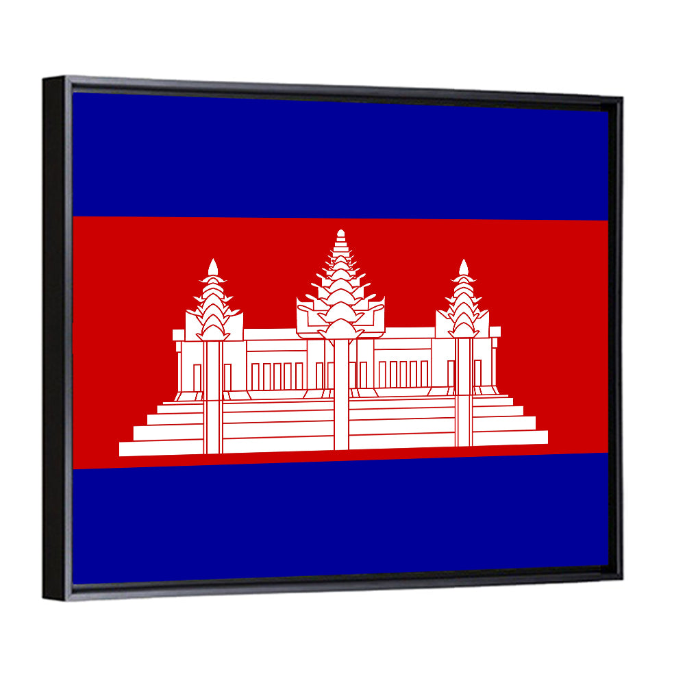 Cambodia Flag with Angkor Wat Emblem Wall Art