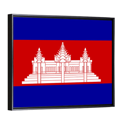 Cambodia Flag with Angkor Wat Emblem Wall Art