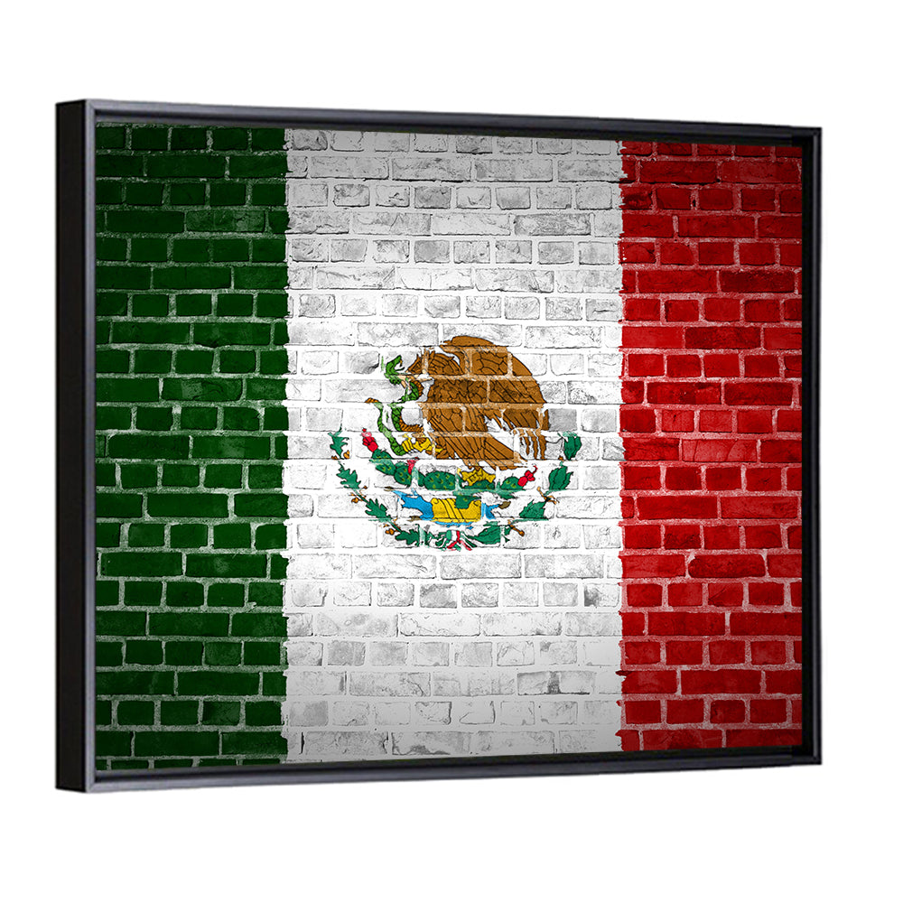 Weathered Mexico Flag with Coat of Arms Wall Art