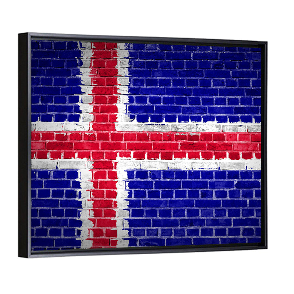 Iceland Flag on Brick Wall Art