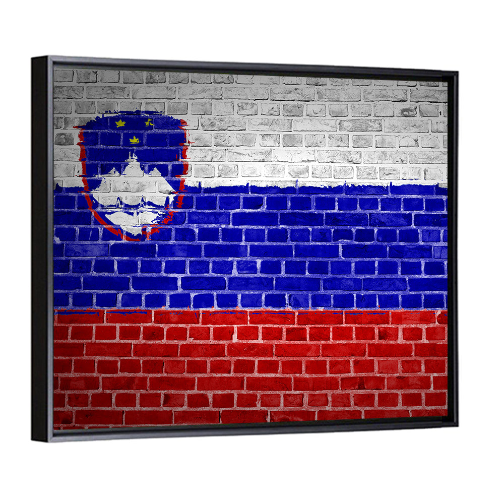 Slovenia Flag on Weathered Brick Wall Art