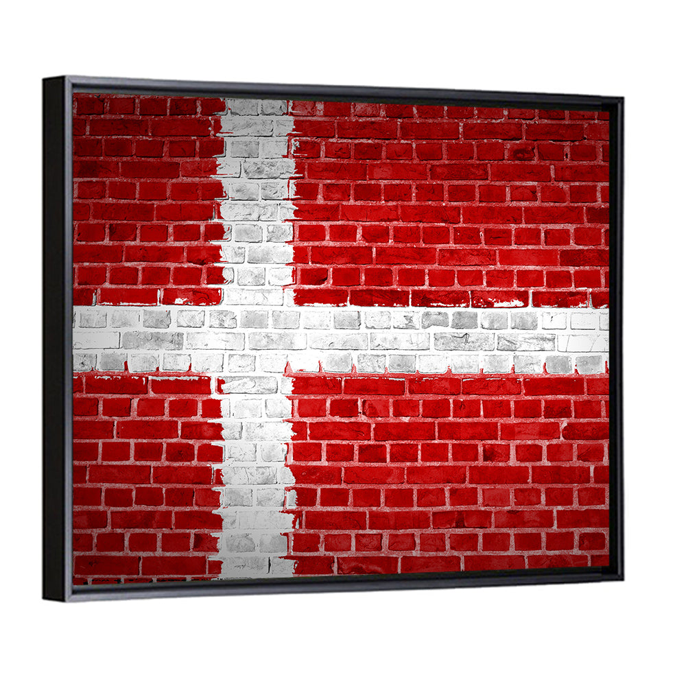 Denmark Flag on Weathered Brick Wall Art