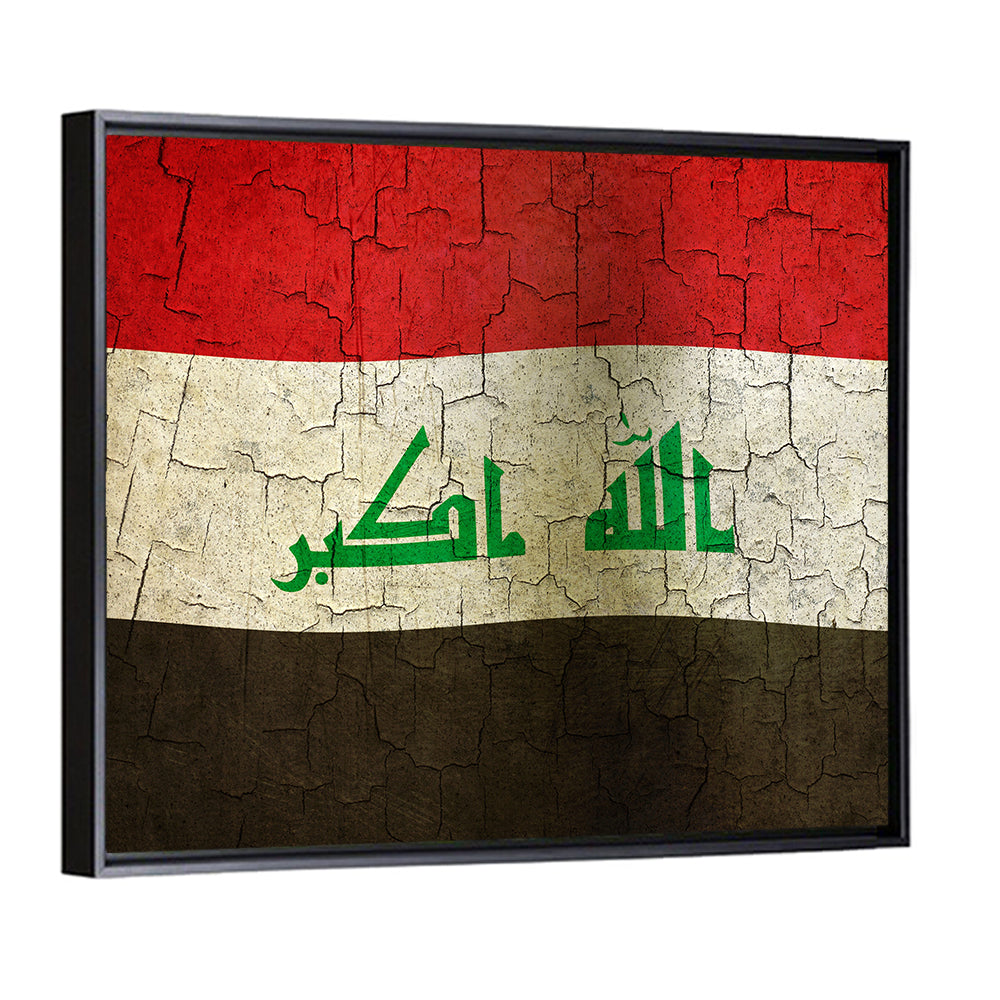 Iraqi Flag with Weathered Calligraphy Wall Art
