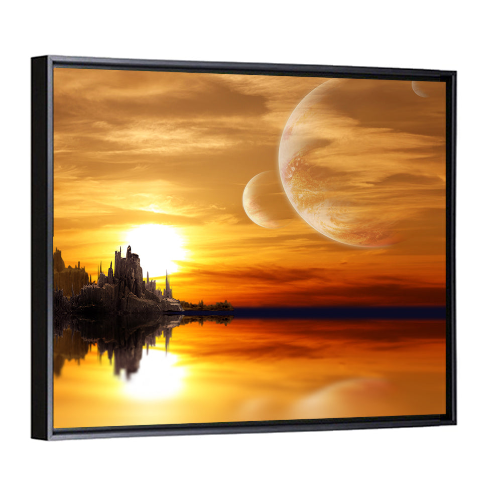 Twin Moons Over Alien Castle Wall Art