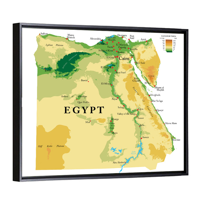 Egypt Topographic Map Wall Art