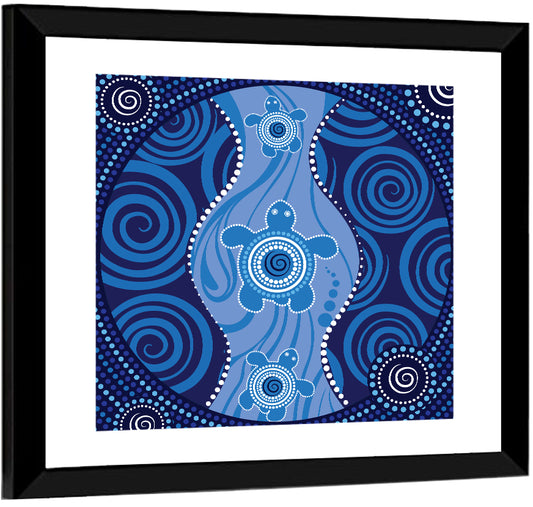 Three Sea Turtles Dot Illustration Wall Art