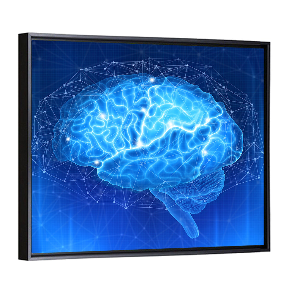 Human Brain Wireframe Close-up Wall Art