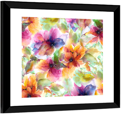 Vibrant Watercolor Floral Pattern Wall Art