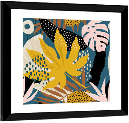 Monstera Leaf Collage Illustration Wall Art