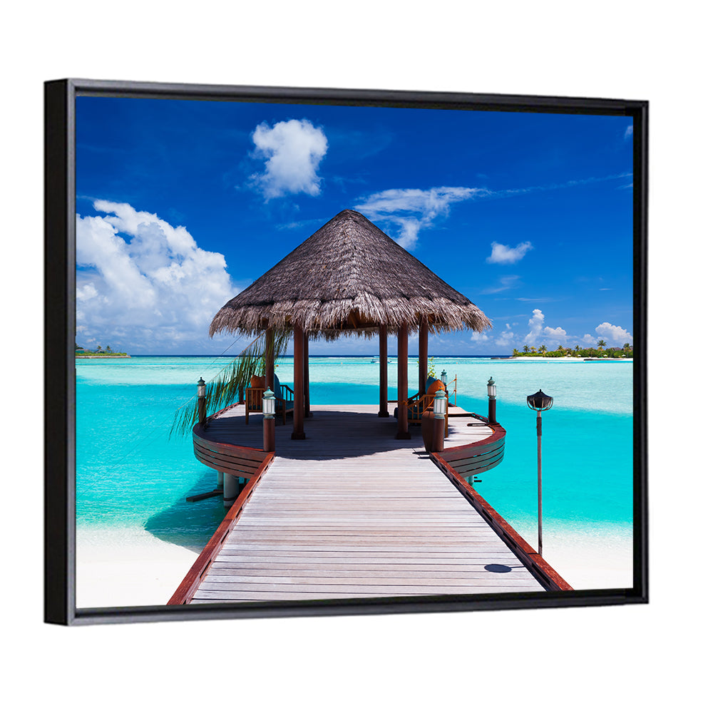 Tropical Jetty with Thatched Gazebo Wall Art