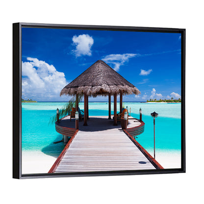Tropical Jetty with Thatched Gazebo Wall Art