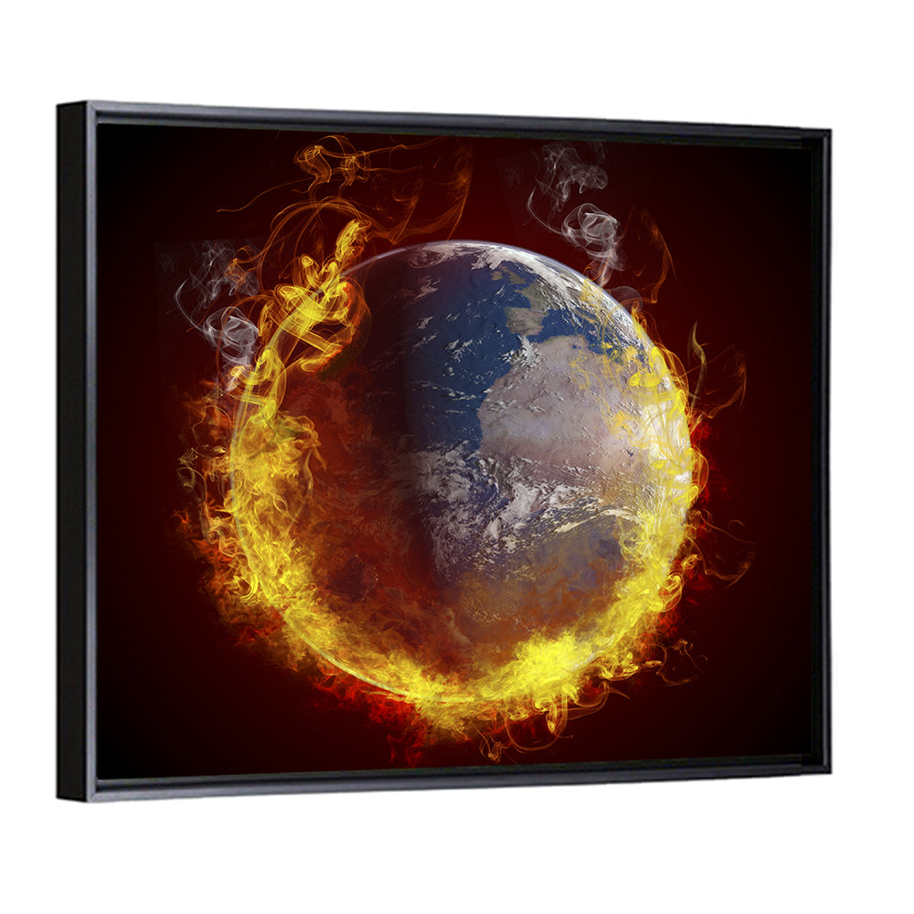 Burning Planet Earth Wall Art