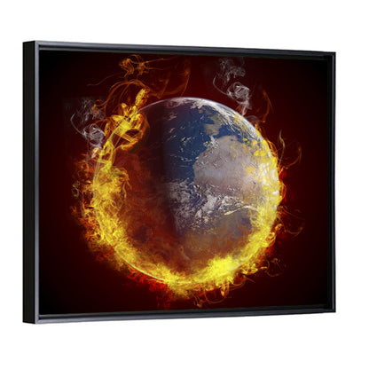 Burning Planet Earth Wall Art