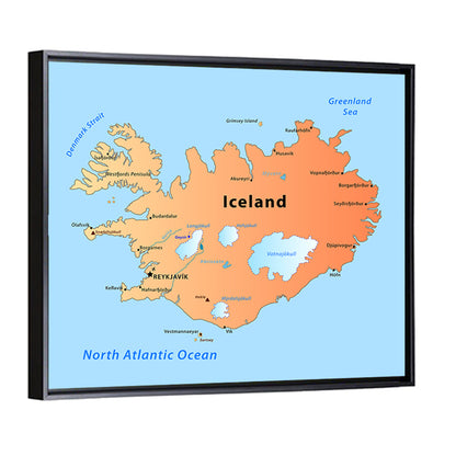 Iceland Map Illustration Wall Art