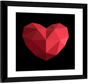 Red Geometric Heart Wall Art