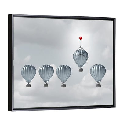 Hot Air Balloon Race with Red Accent Wall Art