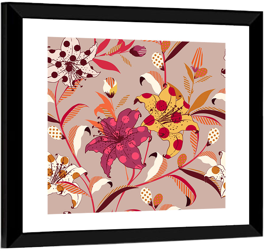 Polka Dot Lily Pattern Wall Art