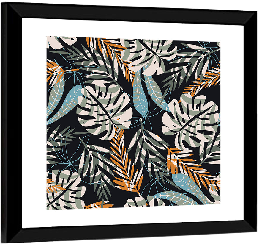 Monstera and Palm Leaves Pattern Wall Art