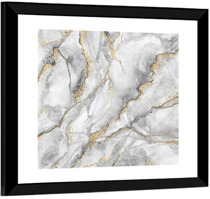 White Marble with Gold Veins Wall Art