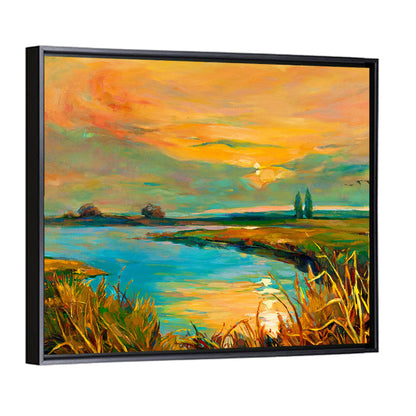 Rural Lake at Sunset Wall Art