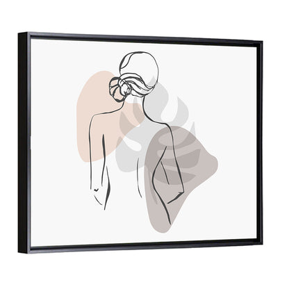 Continuous Line Woman with Monstera Leaf Wall Art