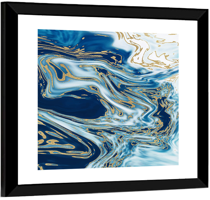 Blue Marble with Gold Veins Wall Art