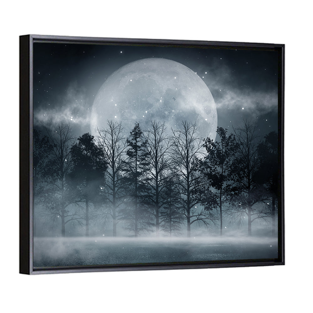 Full Moon Over Misty Forest Wall Art