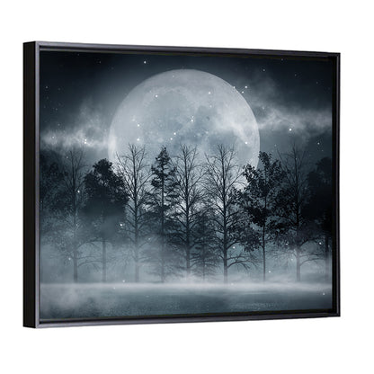 Full Moon Over Misty Forest Wall Art