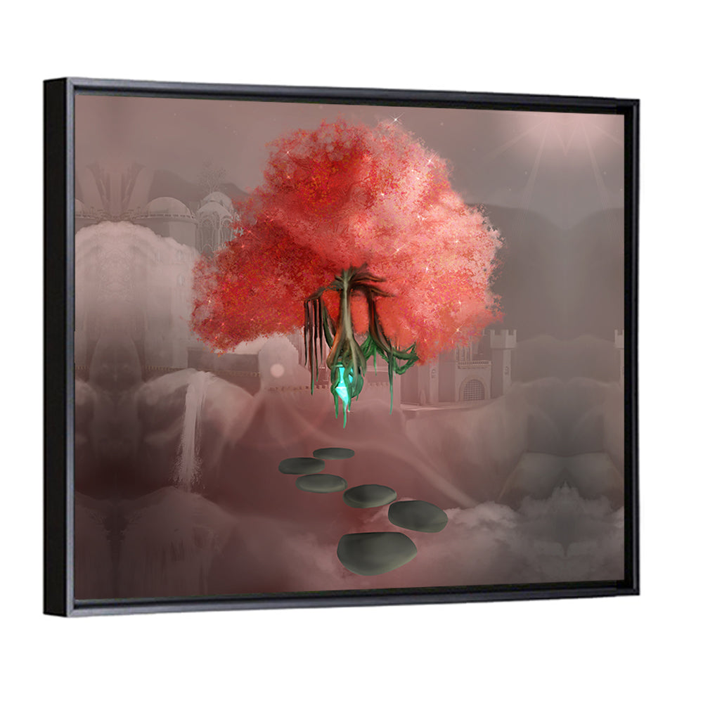 Floating Pink Tree Over Stone Path Wall Art