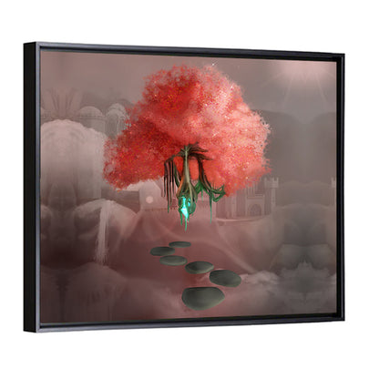 Floating Pink Tree Over Stone Path Wall Art