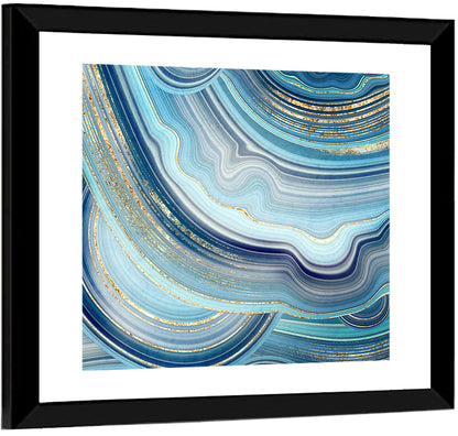 Navy and Gold Agate Slice Wall Art