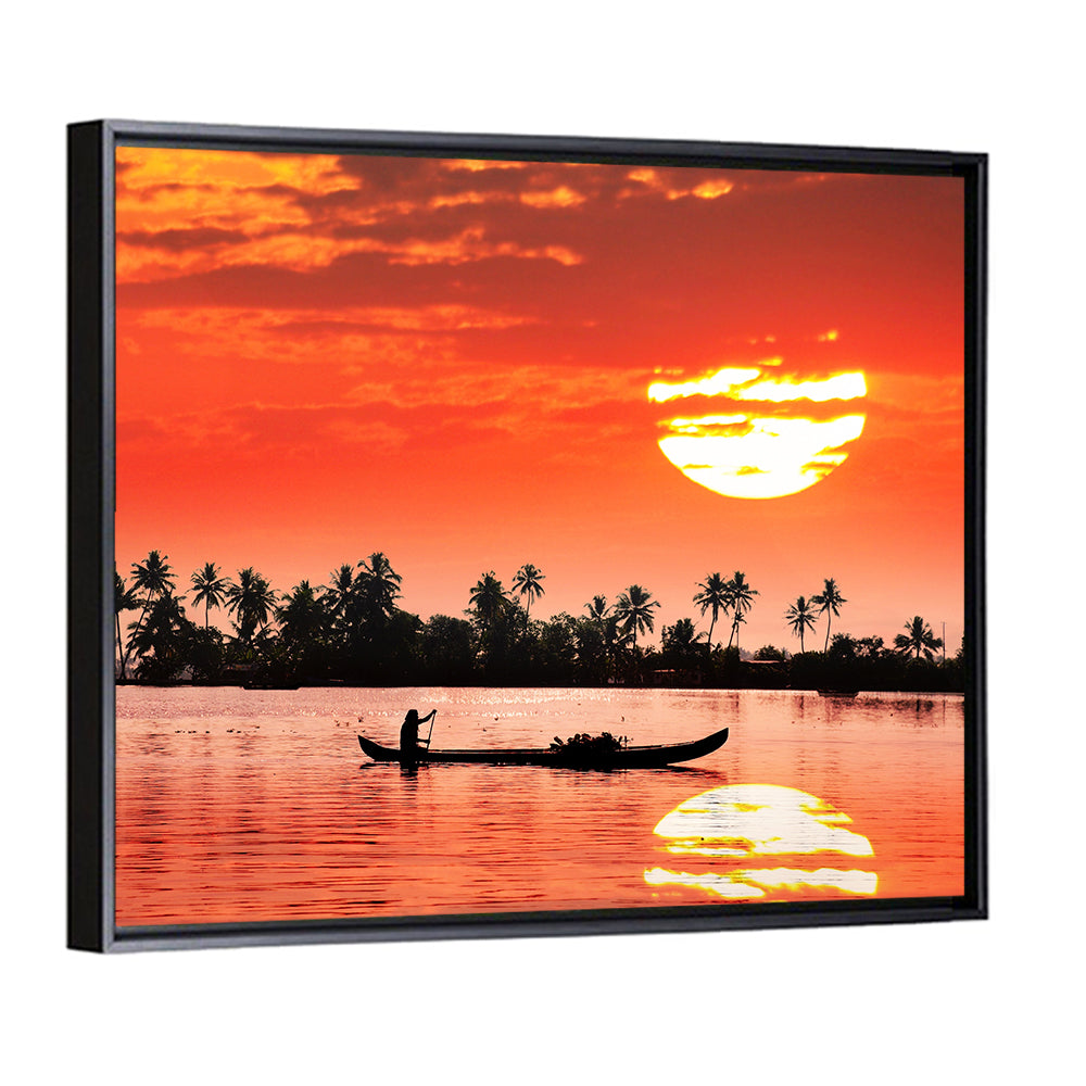 Boat and Fisherman Silhouette Wall Art