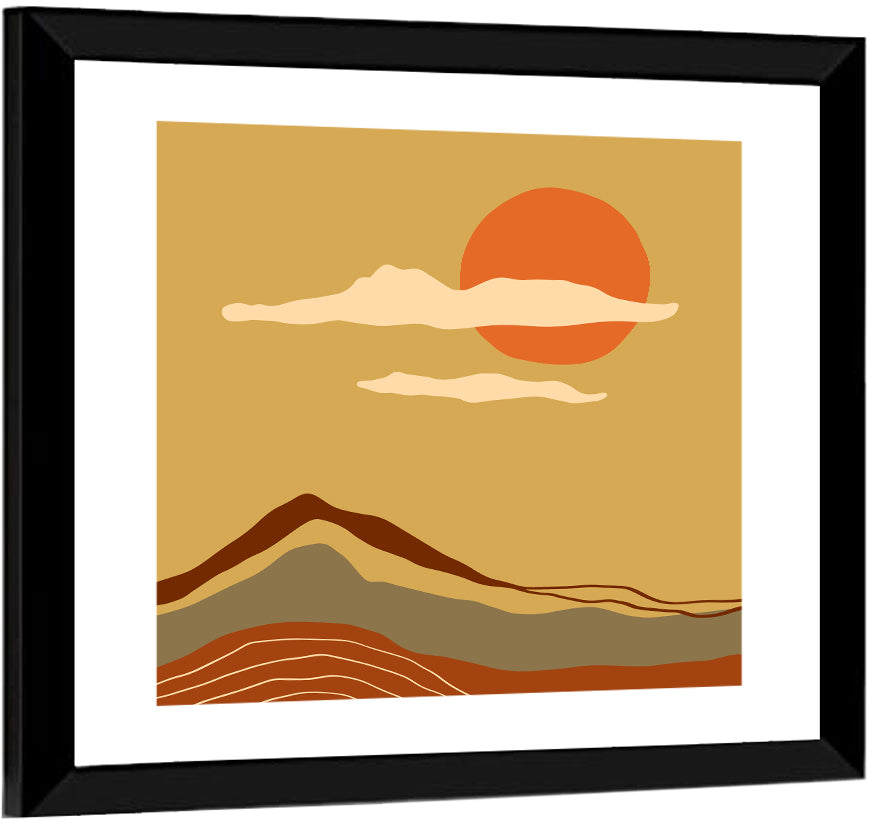 Terracotta Sunset Landscape Wall Art