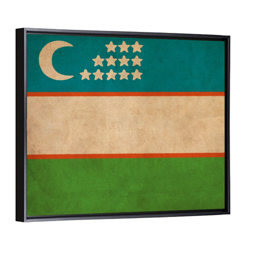 Uzbekistan Flag with Crescent and Stars Wall Art