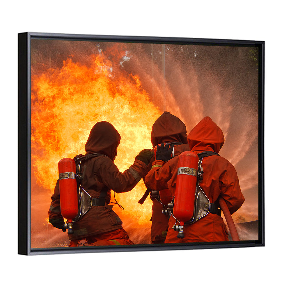 Three Firefighters Training Drill Wall Art