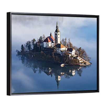 Lake Bled In Early Morning With Fog Wall Art