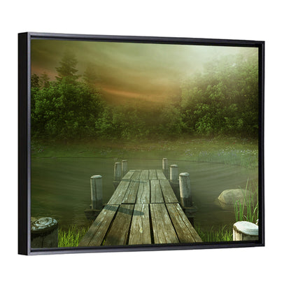 Wooden Jetty on Misty Lake Wall Art