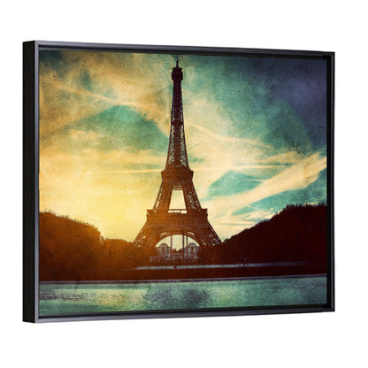 Eiffel Tower Sunset Reflection Wall Art