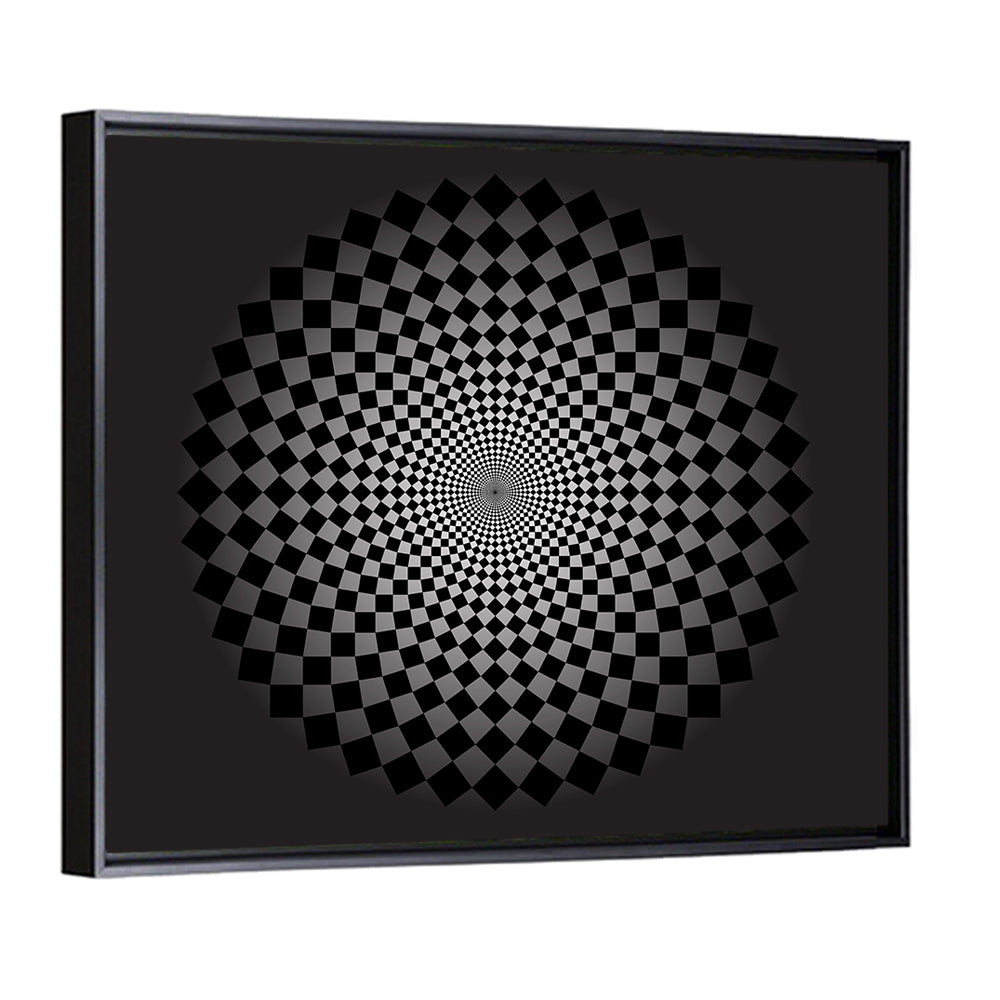 Monochrome Checkerboard Spiral Wall Art