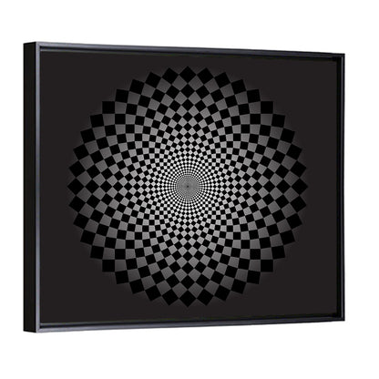 Monochrome Checkerboard Spiral Wall Art