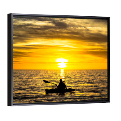 Kayaker at Golden Sunset Wall Art
