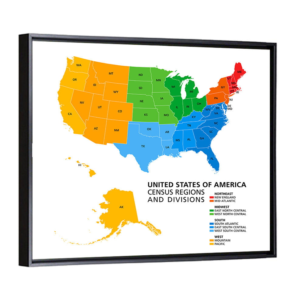 United States Political Map Wall Art