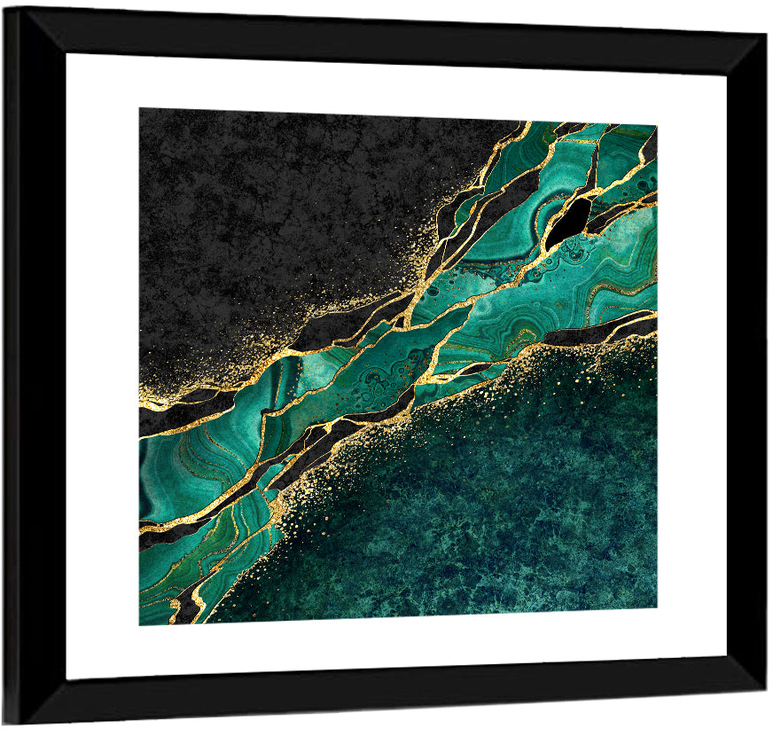 Malachite Marble with Gold Vein Wall Art