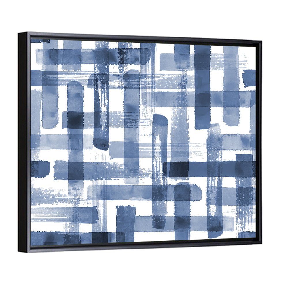 Indigo Brushstrokes Grid Wall Art