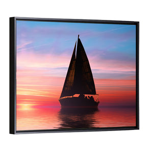 Sailing At Sunset On The Ocean Wall Art