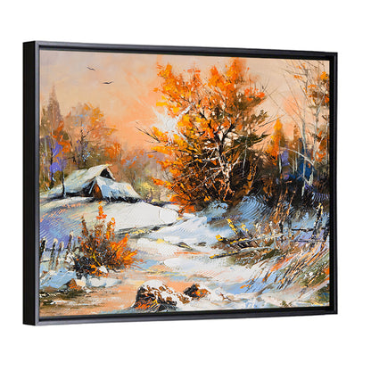 Winter Cottage Landscape Wall Art