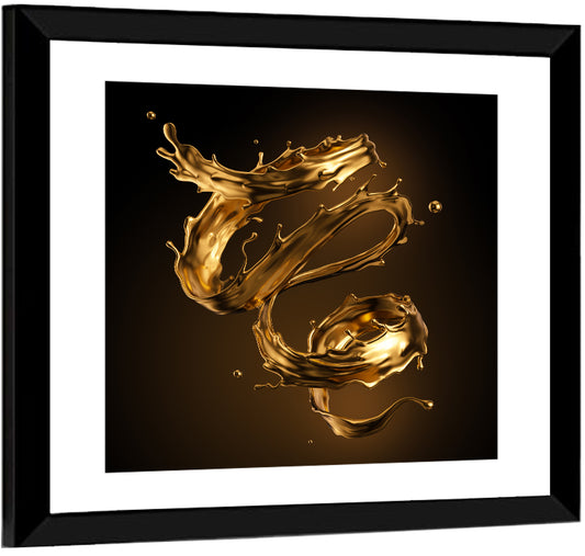 Liquid Spiral Gold Splash Wall Art