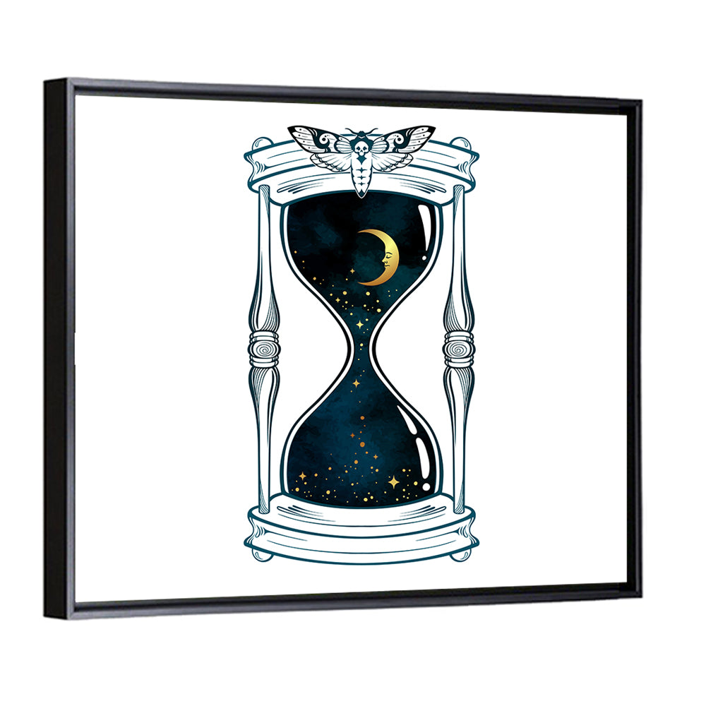 Hand Drawn Hourglass with Moth Wall Art