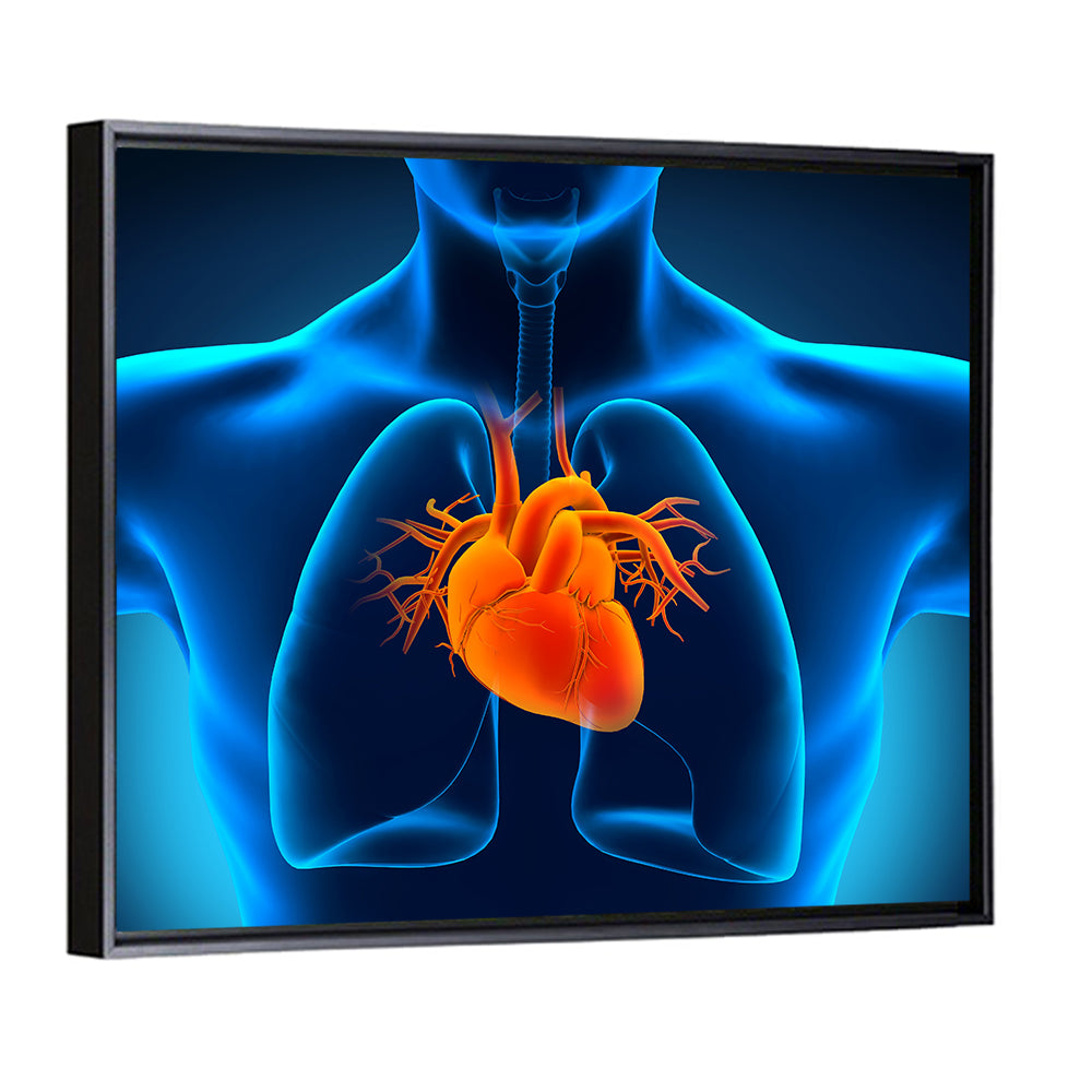 Glowing Heart Anatomy Illustration Wall Art